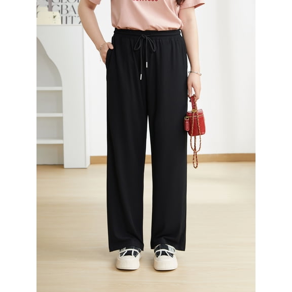 High waist drape casual and thin wide-leg pants