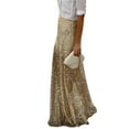 thumbnail image 1 of High-waisted Maxi Skirt Women Maxi Skirt Elastic High Waist Shiny Sequins Long Skirt for Parties Weddings Clubs Solid Color Versatile Comfortable, 1 of 8