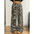 thumbnail image 1 of High-waisted Polyester Women's Camouflage Straight-leg Pants with Drawstring, 1 of 8