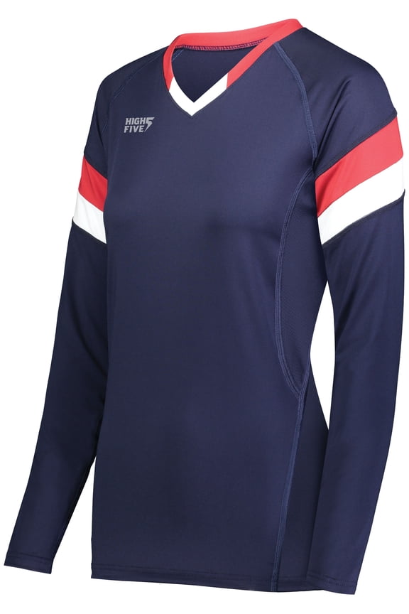 Girls Truhit Tri-Color Long Sleeve Jersey 342243 Navy/Graphite/White L