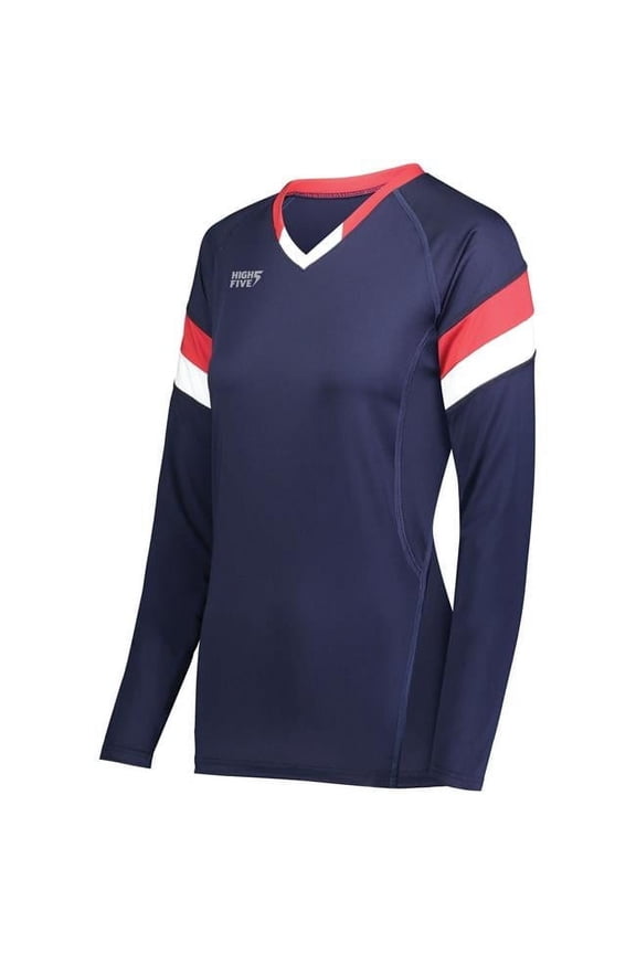 High5 Girls Truhit Tri-Color Long Sleeve Jersey 342243 Navy/Graphite/White M