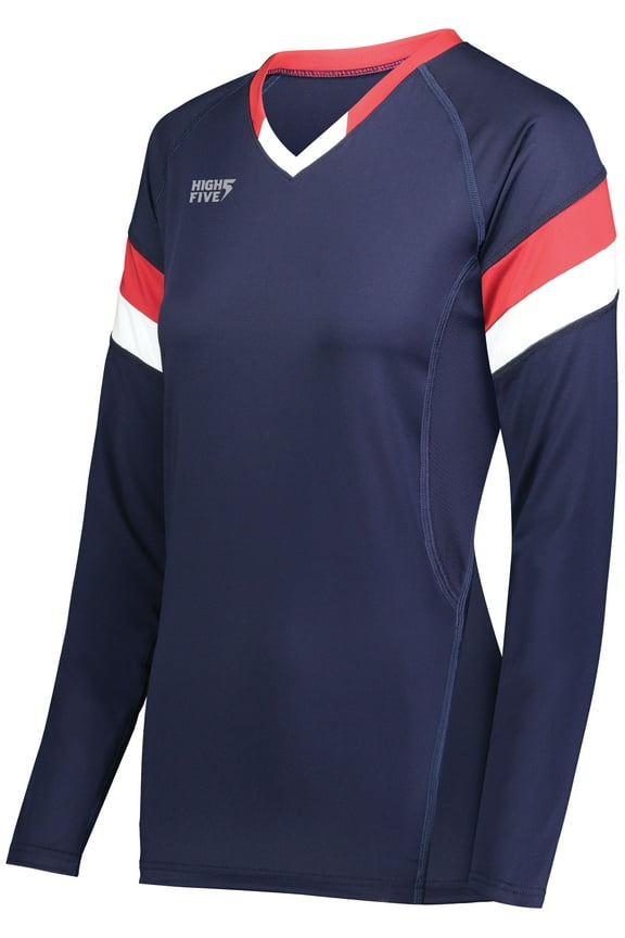 Girls Truhit Tri-Color Long Sleeve Jersey 342243 Navy/Scarlet/White L