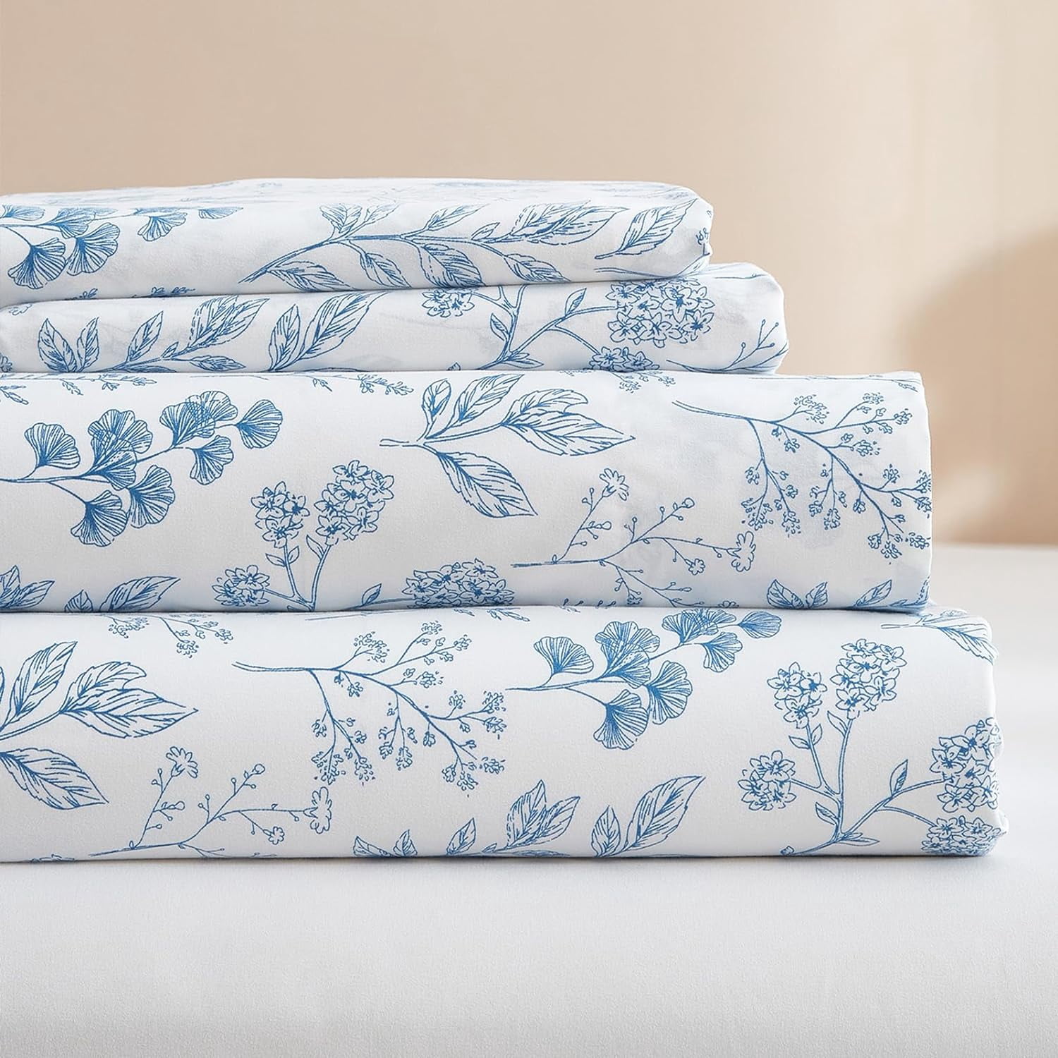 HighBuy Full Size Sheet Set White - Cooling Sheets Blue Floral Sheet ...
