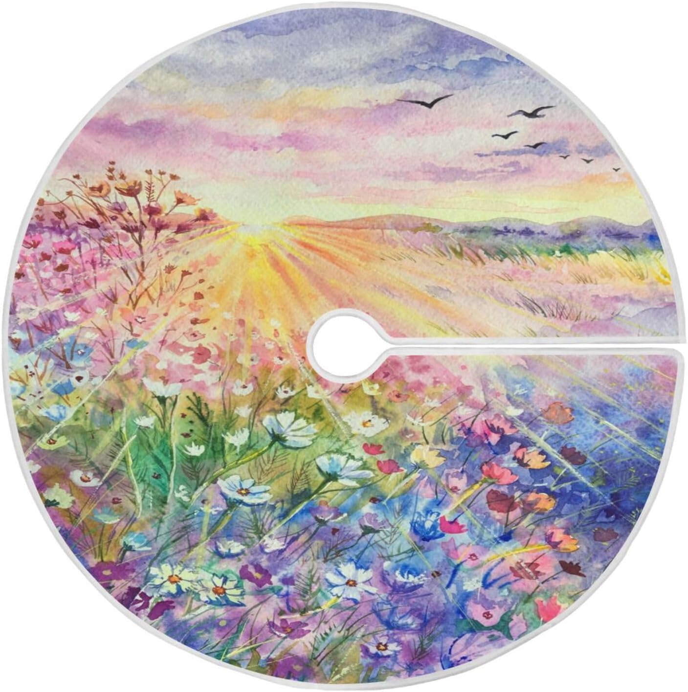 HighCool Watercolor Spring Christmas Tree Skirt, 48 Inches Large Tree