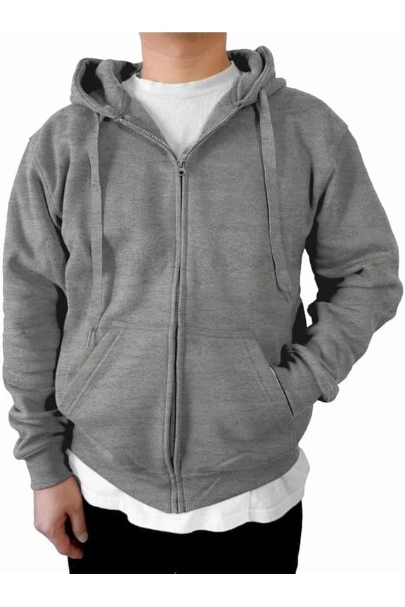 Mens Zip Up Fleece Hoodie Sweatshirts Heavyweight Long Sleeve Active Jackets with 2 Pockets