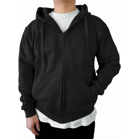 HighFundamental Mens Zip Up Fleece Hoodie Sweatshirts Heavyweight Long Sleeve Active Jackets with 2 Pockets