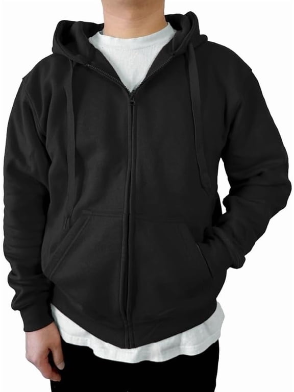 Mens Zip Up Fleece Hoodie Sweatshirts Heavyweight Long Sleeve Active Jackets with 2 Pockets