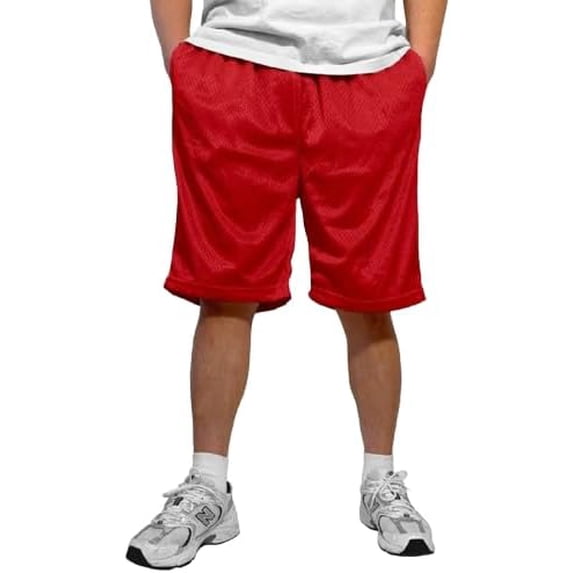 HighFundamental Men's Athletic Mesh Shorts with Drawstring 2 Pockets Lightweight Gym Workout Wear Basketball Shorts 8" Inseam