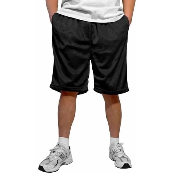 HighFundamental Men's Athletic Mesh Shorts with Drawstring 2 Pockets Lightweight Gym Workout Wear Basketball Shorts 8" Inseam