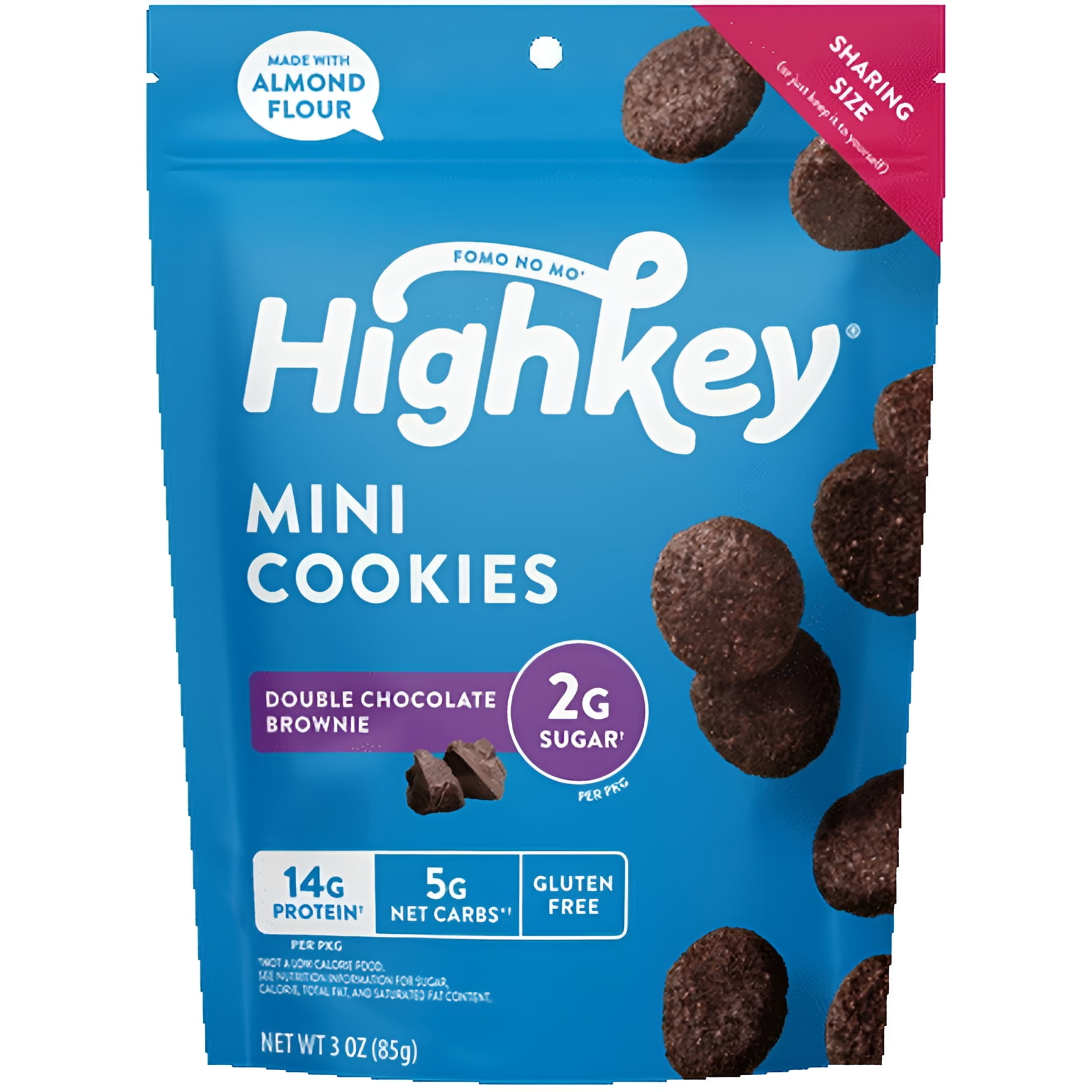HighKey Double Chocolate Brownie Mini Cookies, Gluten Free, 3 oz