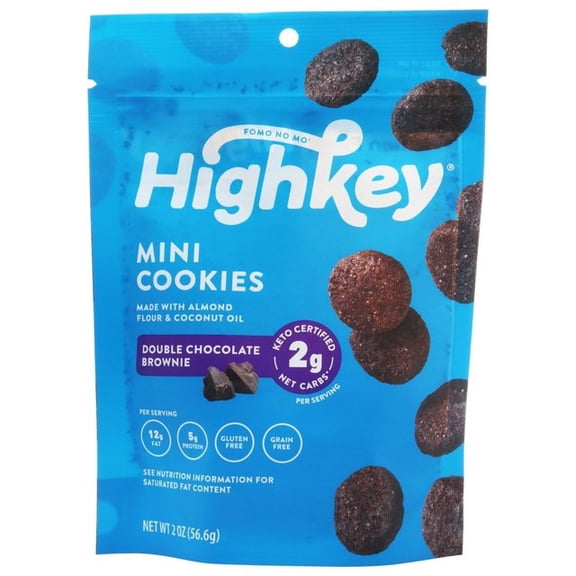 HighKey, Mini Cookies, Double Chocolate Brownie, 2 oz Pack of 2