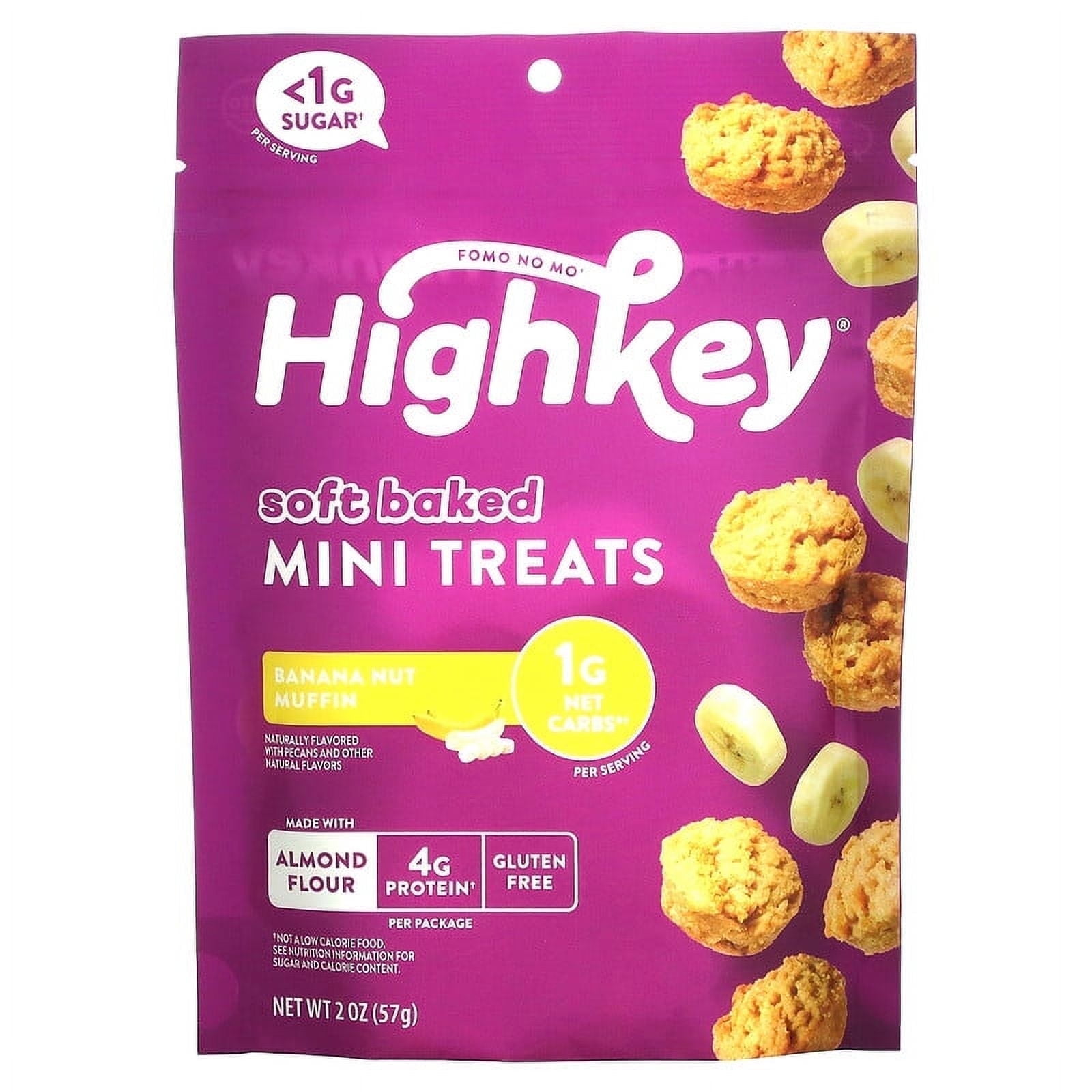 HighKey Soft Baked Mini Treats Banana Nut Muffin 2 oz (57 g) Pack of 2