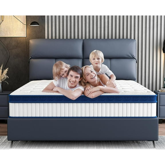 HighSound 12 Inch Queen Mattress, Medium Firm, Memory Foam & Pocket Springs, Motion Isolation, Edge Support, Pressure Relief, Deep Sleep, White