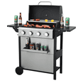 thumbnail image 1 of HighSound 4 Burner BBQ Propane Gas Grill, Stainless Steel 34200 BTU Patio Garden Barbecue Grill with Wire Enamel Cooking Grids & Foldable Shelves, Black, 1 of 8