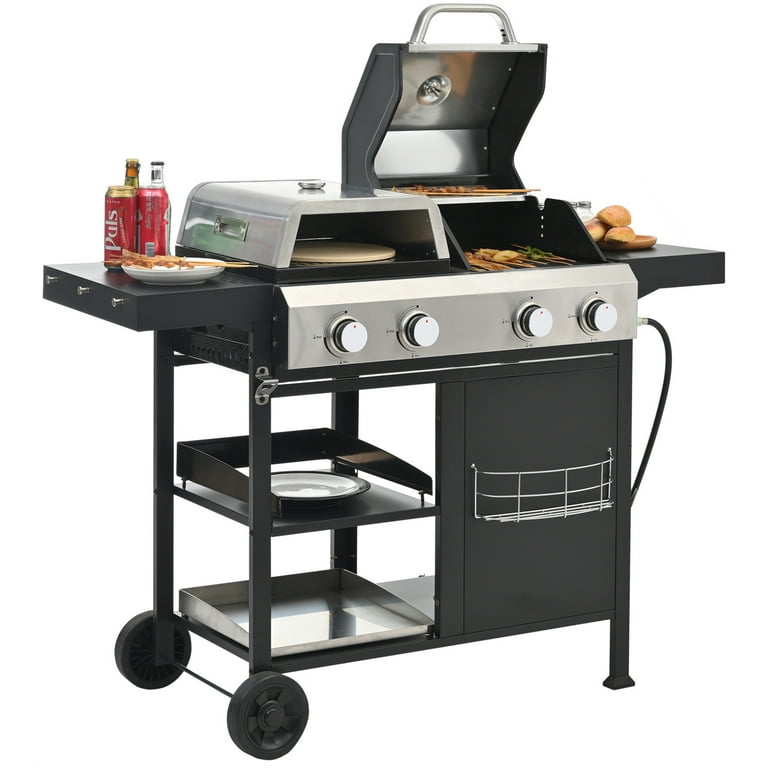 HighSound 4 Burner Propane Gas Grill & Griddle Combo BBQ HighSound 4 Burner Propane Gas Grill & Griddle Combo BBQ