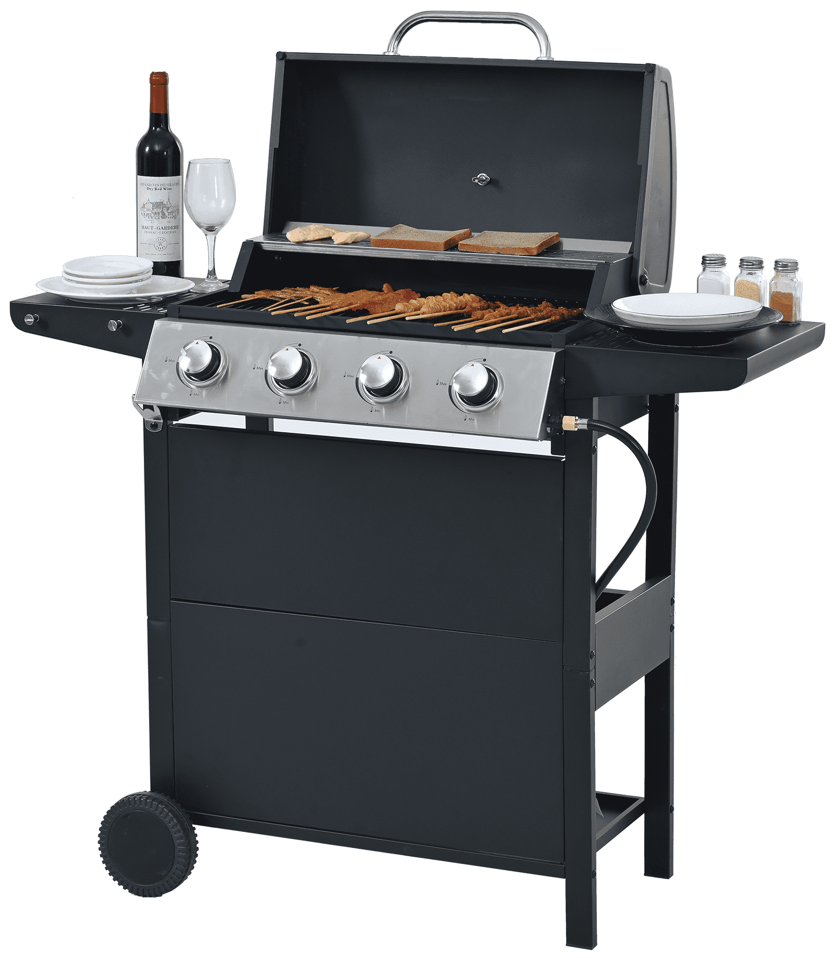バーベキュー・調理用品 Black LabelFlatBurnerFullBlackverGS-450R 3Wayバーベキューグリル ＜450＞（ブラック） - アウトドア