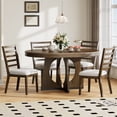 thumbnail image 1 of HighSound 5-Piece Dining Table Set, Mid-Century Wood Kitchen Table with Extendable Dining Table & 4 Upholstered Dining Room Chairs, Walnut, 1 of 9