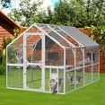 thumbnail image 1 of HighSound Catio Outdoor Cat Enclosure, Large Cat House for Multiple Cats with 7 Platforms, 2 Resting Box and 2 Bridges, Wooden Cat House Cage with Waterproof and UV Proof Cover, 111"L, Grey&White, 1 of 9