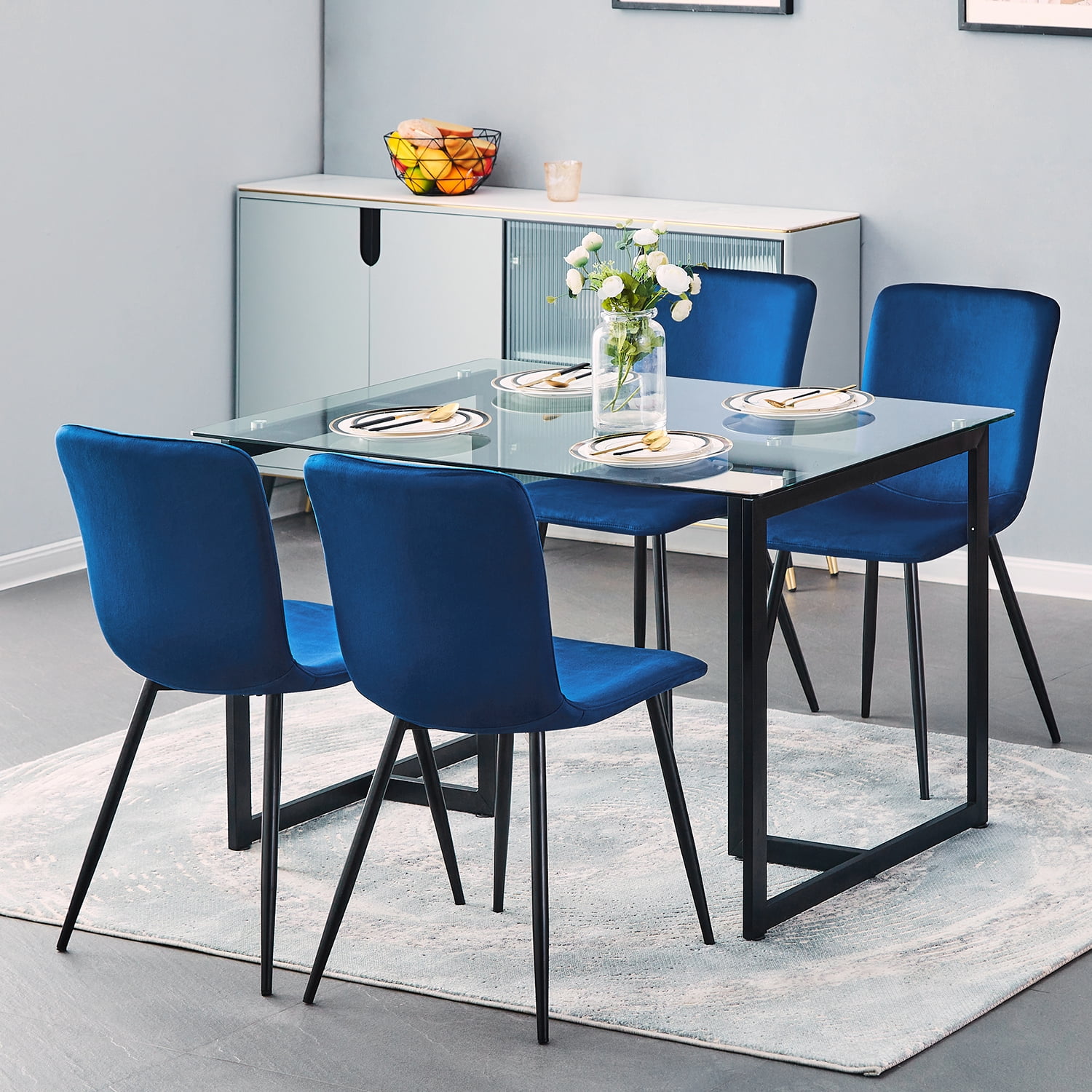 Sound Set Chair HighSound Dining Chairs Set of 4, Velvet Fabric Accent Side Chair ...