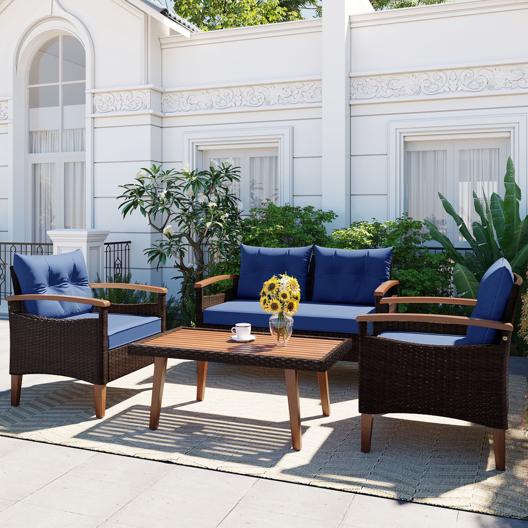 HighSound Patio Furniture Set, 4 Piece Outdoor Patio Conversation Set ...