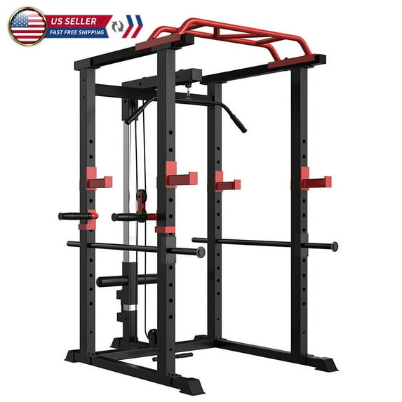HighSound Power Cage Squat Rack Stands Gym Equipment 1000-Pound Capacity Exercise Olympic