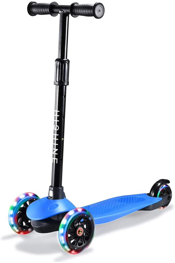Mega GlideKick 3-Wheel Foldable Scooter With Lightup Wheels & Extendable T-Bar - Blue
