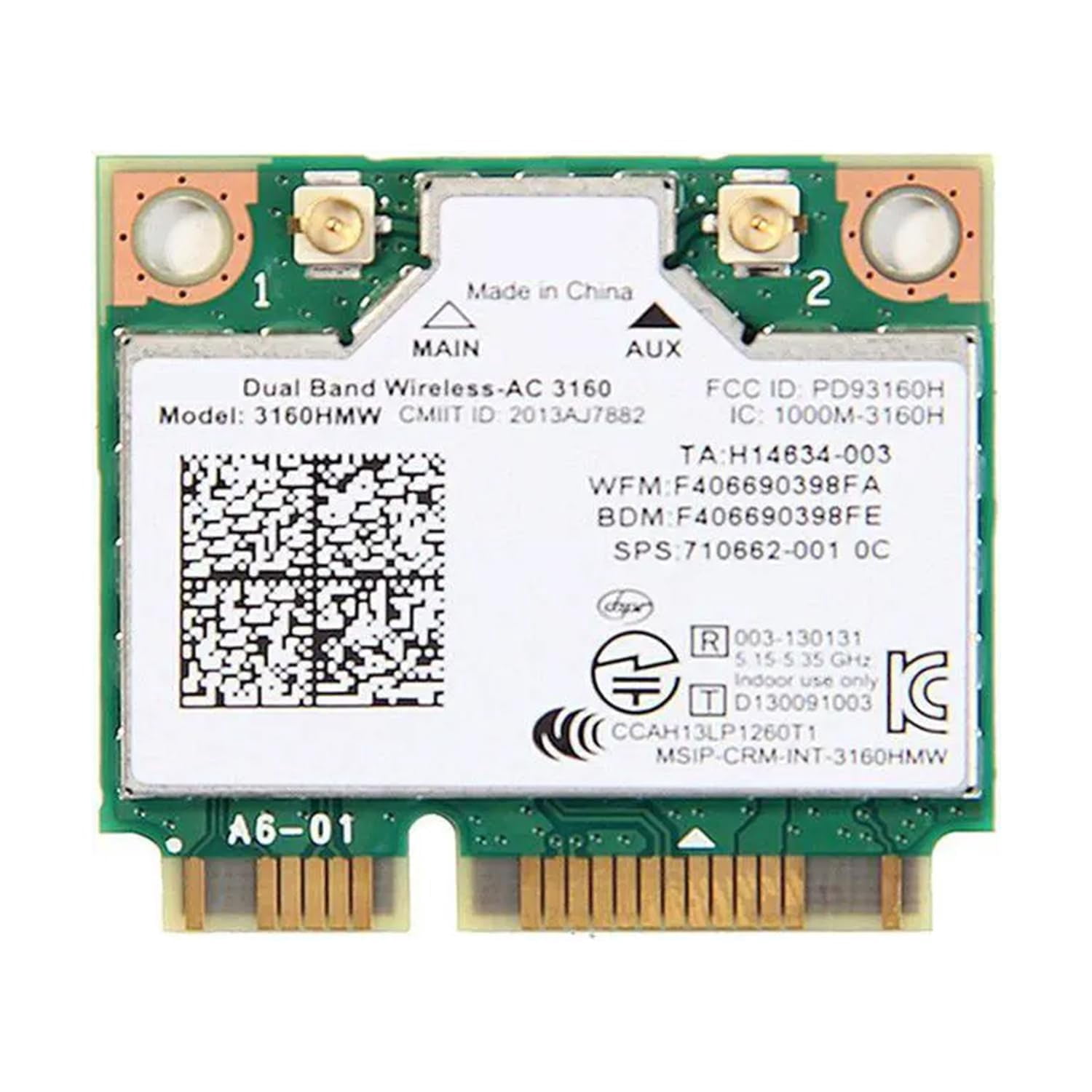 Carte WiFi 7260AC Mini PCI-E + Bluetooth 4.0 – 867 Mbps Dual Band 2.4G/5G Pour Ordinateurs Portables Dell/Acer/HP/Lenovo