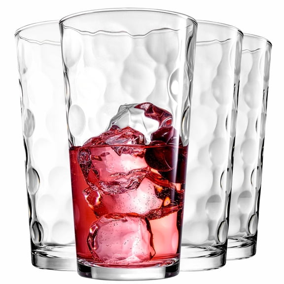 Highball Drinking Glasses 4 Count (17 oz) For Juice Water Beverages Iced Tea
