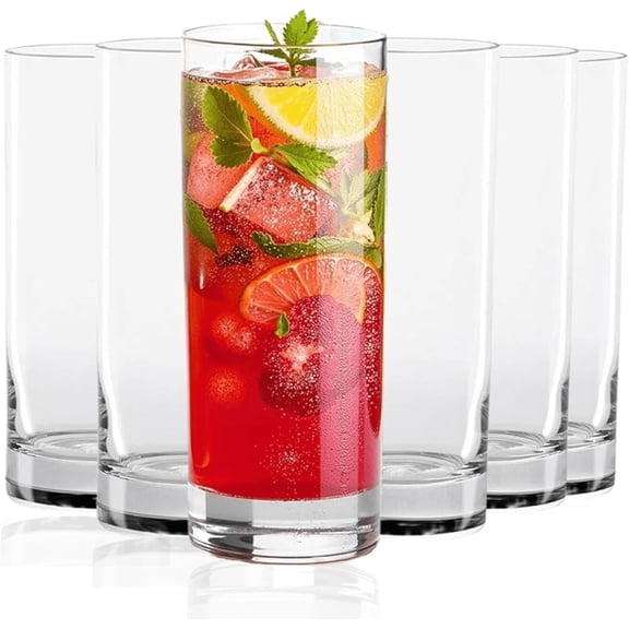 Highball Glass Set | 15oz Set of 48 | Lead-Free Glass with Heavy Base | Dishwasher Safe Cocktail Glasses for Mojito Whiskey Iced Tea | Gift Box Included | Modern Durable Bar Glassware