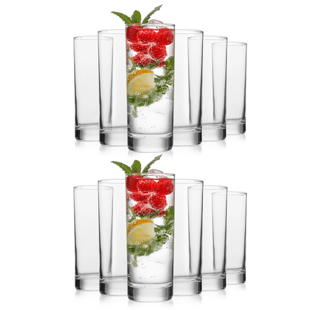 Highball Glasses Set of 12, 11.5oz Tall Drinking Glasses Set, Water Glass for Kitchen