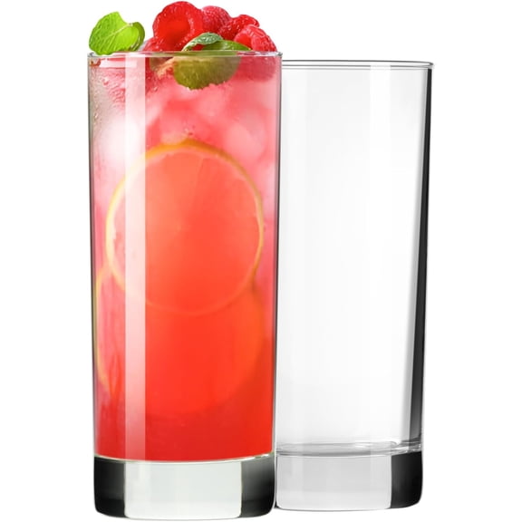 Highball Glasses Set of 2, Drinking Glasses 10 Oz, Clear Glass Cups, Tall Tumbler Water Glasses, Glassware Set for Cocktail, Coffee, Mojitos