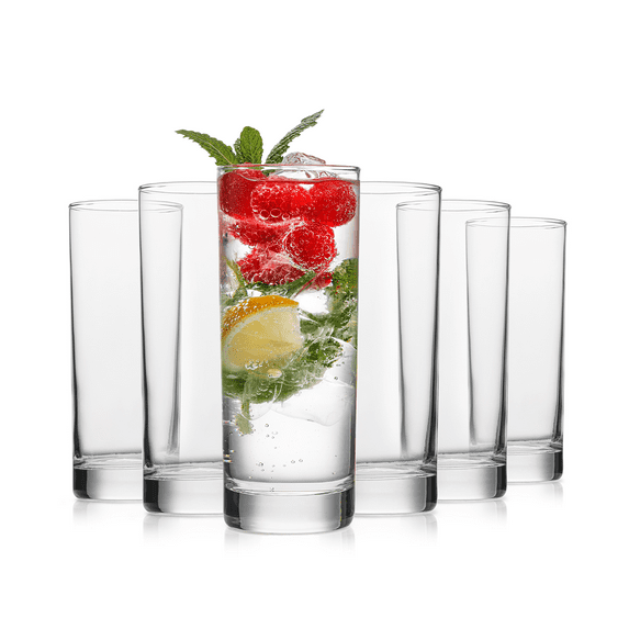 Highball Glasses Set of 6, 11.5oz Tall Drinking Glasses Set, Water Glass for Kitchen