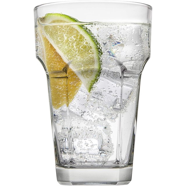 Highball Glasses, Tall Beverage Glass Cups, Italian Made 13oz, Set of