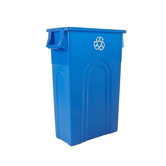 Highboy Recycling Container, 23 Gallon, Space Saving Slim Profile and Easy Bag Removal for Indoor or Outdoor use, Recycle Blue (TI0033)