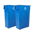 thumbnail image 1 of Highboy Recycling Container, 23 Gallon, Space Saving Slim Profile and Easy Bag Removal for Indoor or Outdoor use, Recycle Blue, 1 of 7