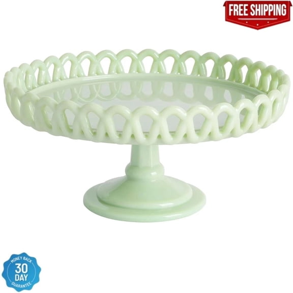 Highbrook 1-Tier Mint Green Jadeite Glass Loop Cake Stand