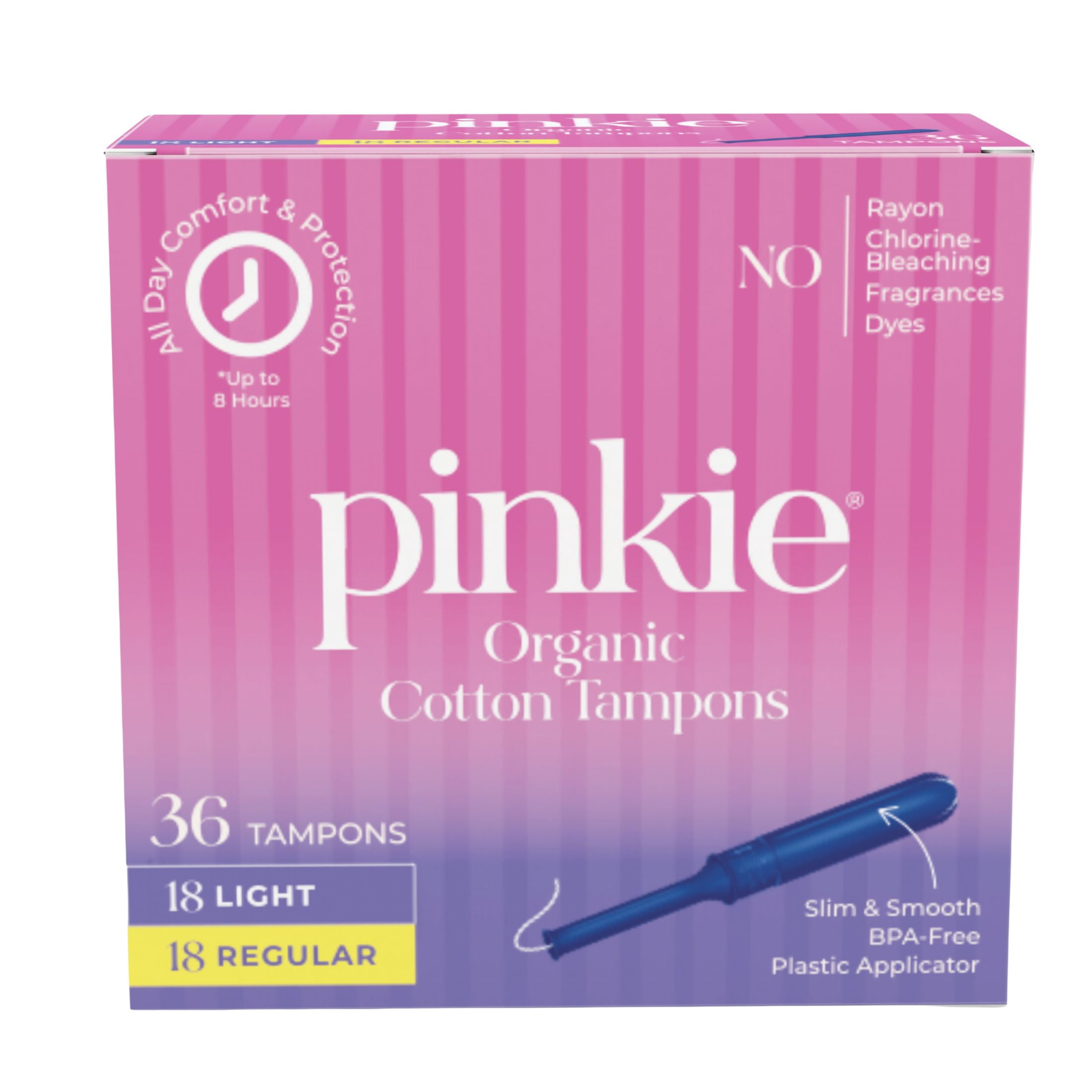 Pinkie Organic Cotton Multipack Tampons, Light/Regular (36 Count)