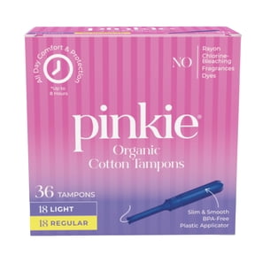 Pinkie Organic Cotton Multipack Tampons, Light/Regular (36 Count)