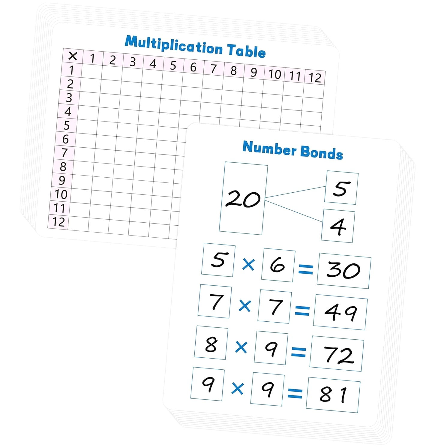 Highcool 10 Pack Multiplication Chart Whiteboard Card Double-Sided 9 ...