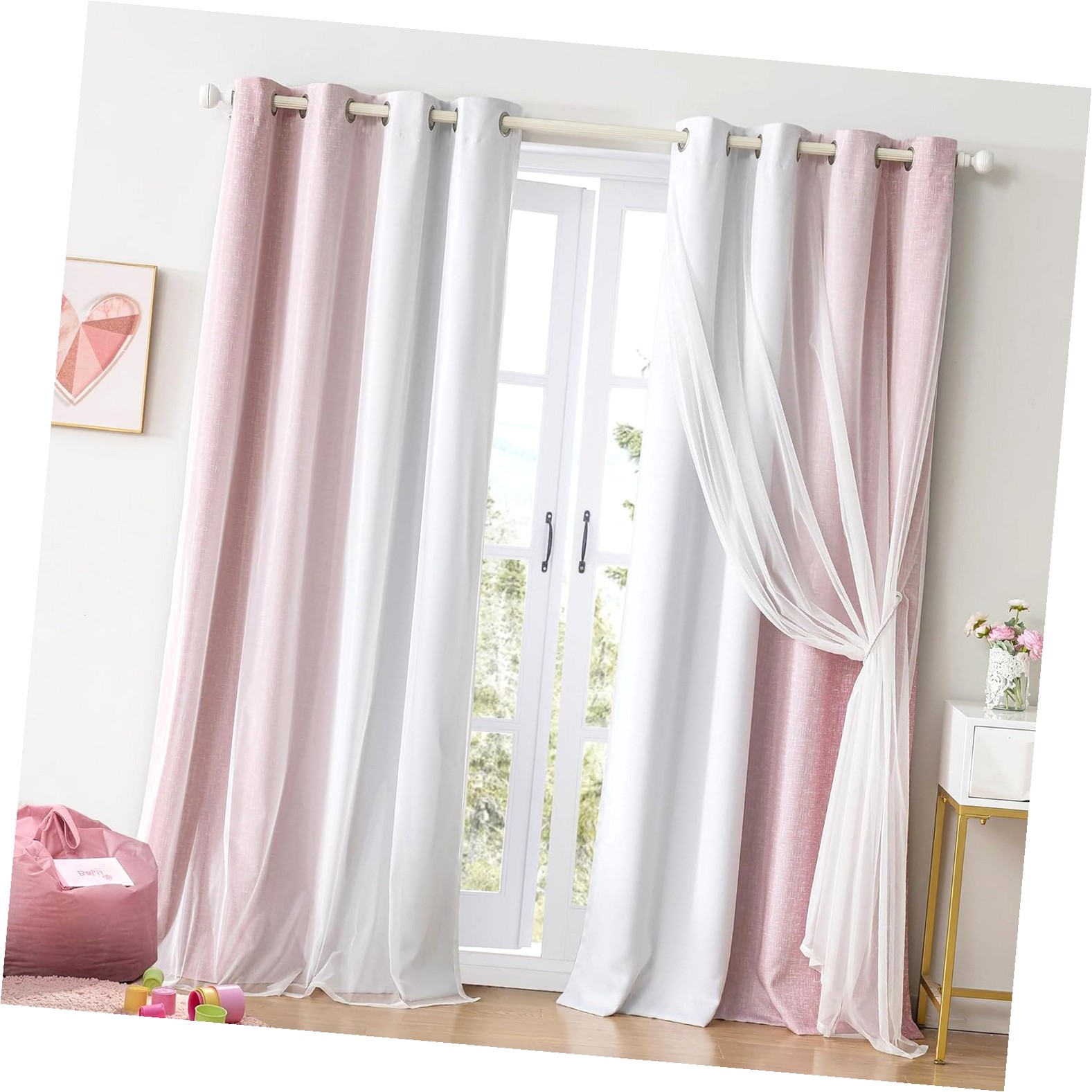 Highcool 100% Curtains with Sheer Overlay Mix and Match Double Layer ...