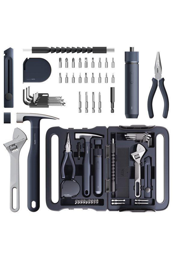 HOTO 40-Piec Tool Kit, Household Tool Set, LED Electric Screwdriver 3 Torque, Home Repair Tool Kit with Case for DIY, Garage & Office