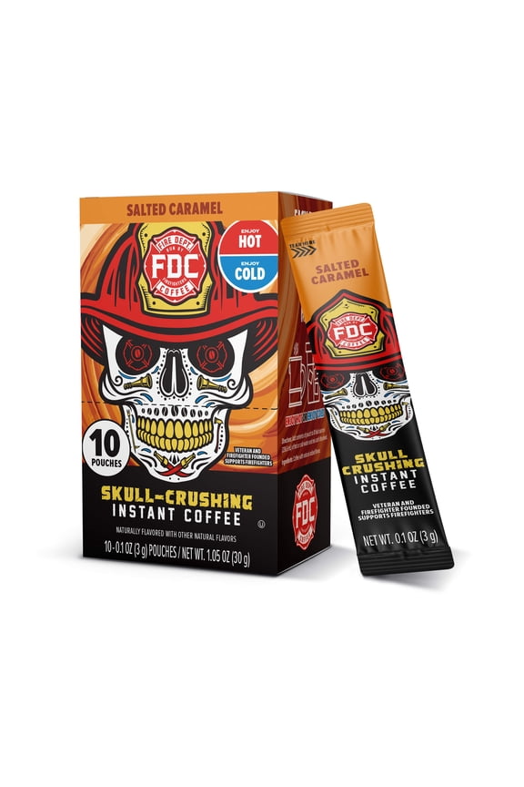, Skull-Crushing Instant Coffee, Salted Caramel, Pack of 10