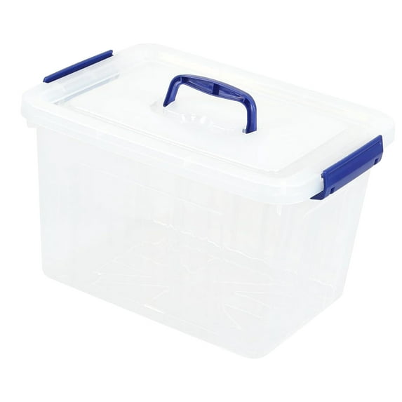 Highcool 12 Liter Lidded Storage Bin with Handle, Latching Storage Box, Plastic Clear Tote Bin, Single Unit