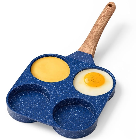 BAKKENMASTER 4-Cup Nonstick Granite Frying Pan, 500F Stove-Safe, Blue Marble
