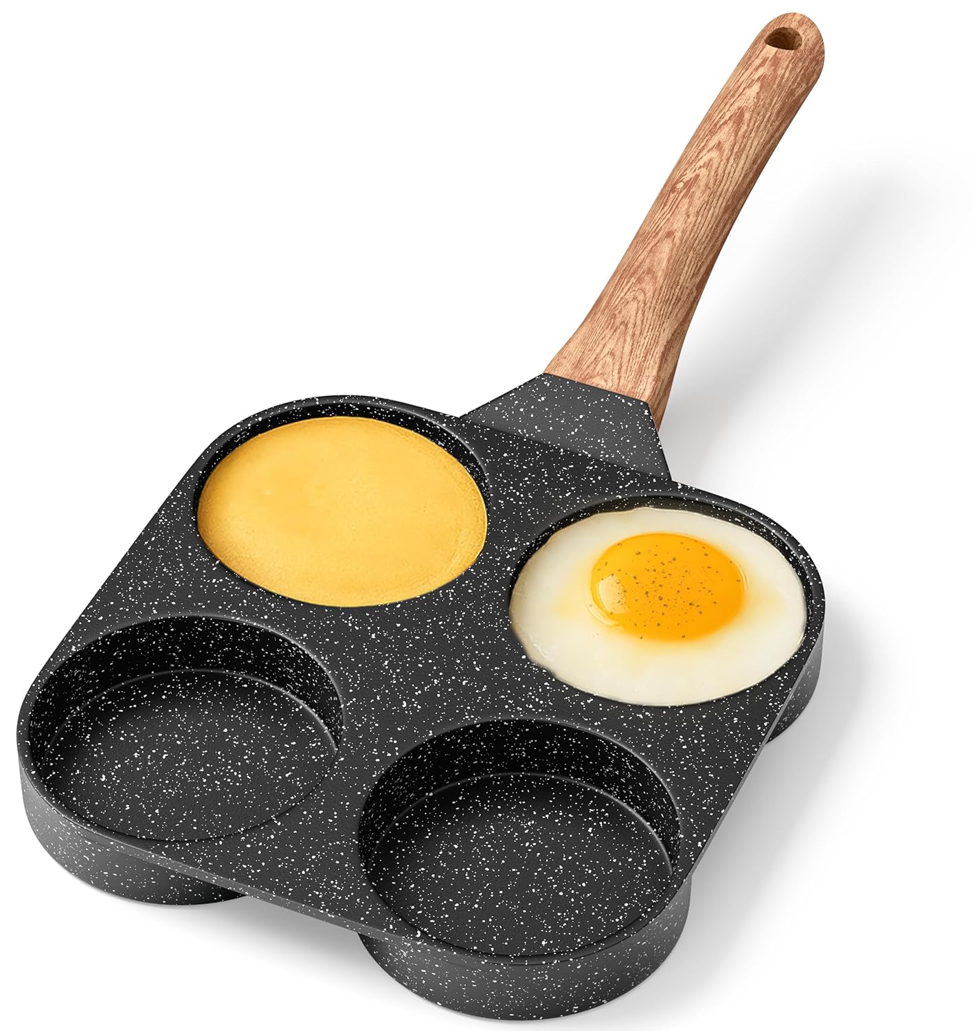 BAKKENMASTER 4-Cup Nonstick Granite Frying Pan, 500F Stove-Safe, Gray Marble