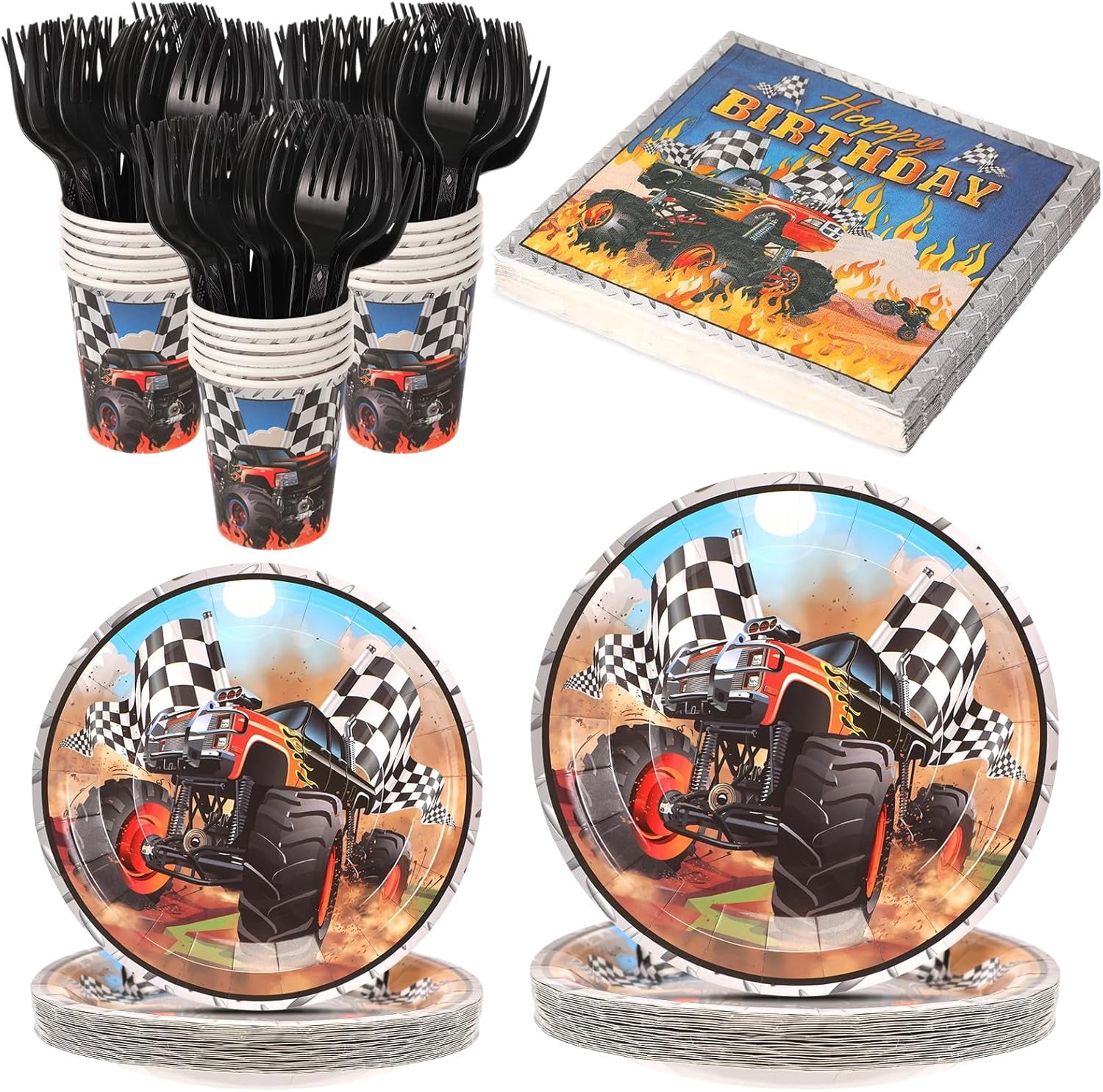 Highcool 120 Pieces Monster Truck Themed Party Supplies for 24 Guests — free download