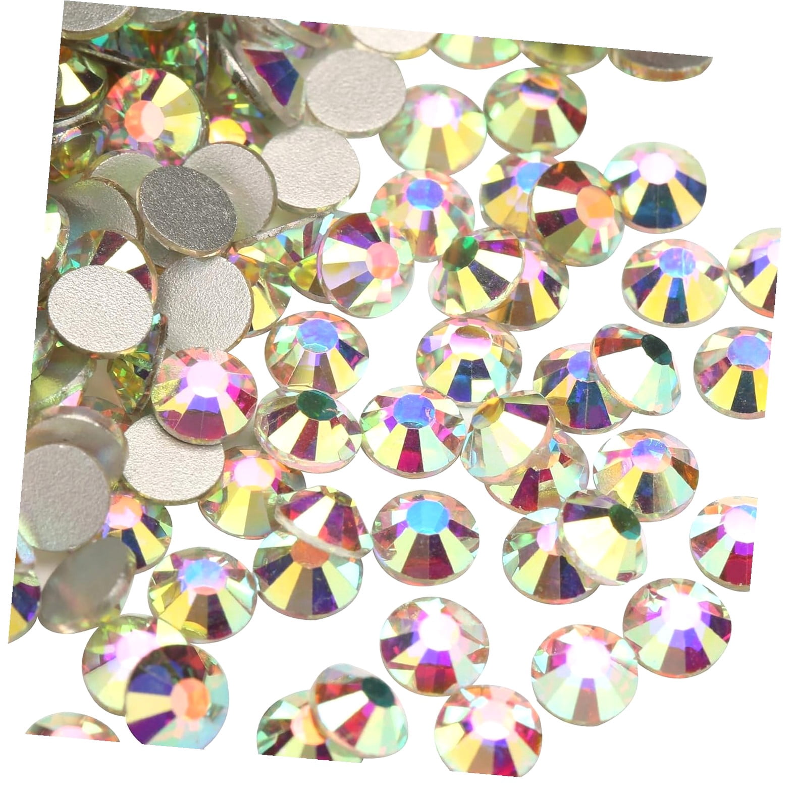 Highcool 1440pcs Glue Fix Flatback Rhinestones Diamantes for Crafting Nail Crafts Decorations Clothes Shoes 4.0mm (ss16, AB)