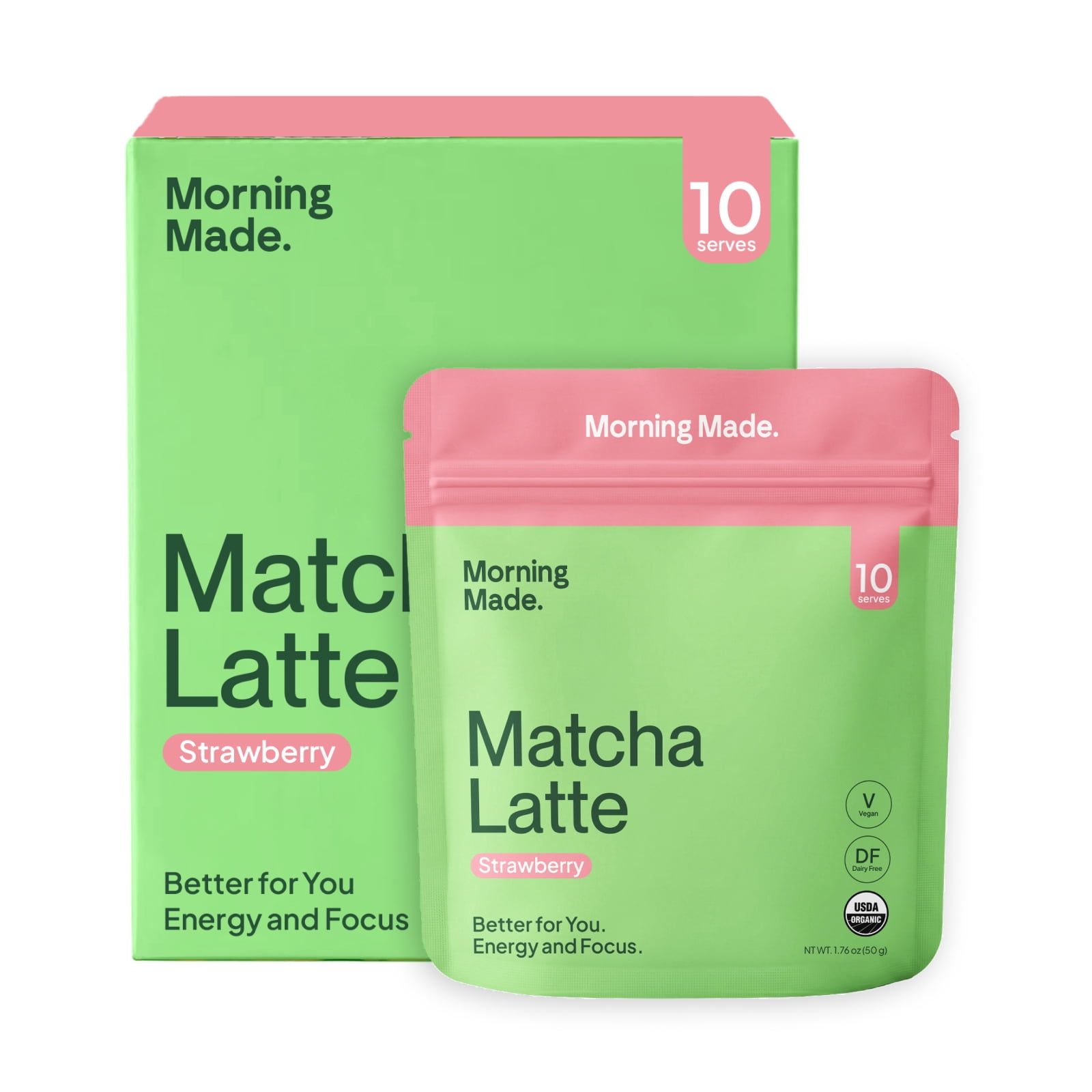 Morning Made Ceremonial Grade Organic Matcha Latte Powder, Strawberry, 10 Servings