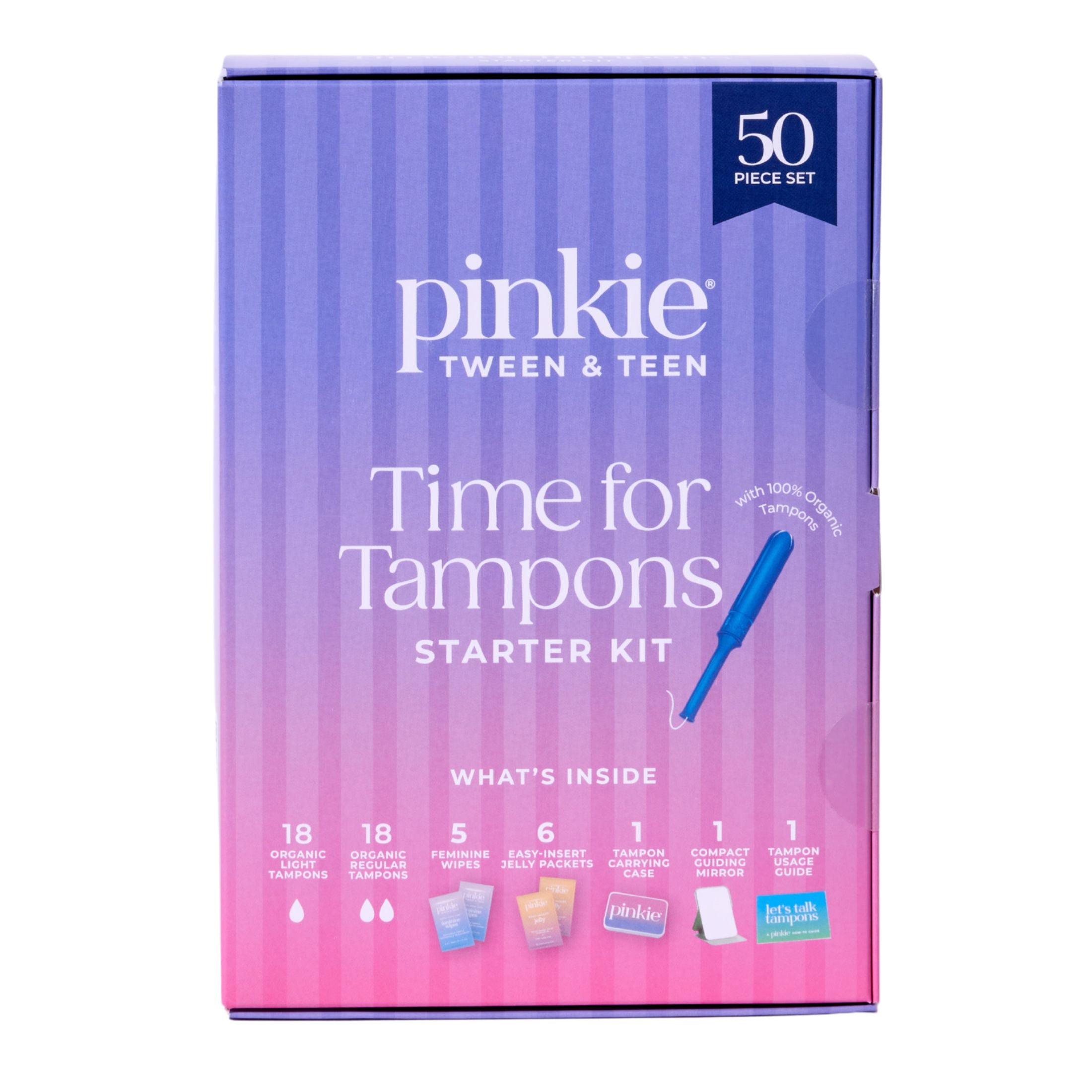 Pinkie, Organic Cotton, Time for Tampons Starter Kit (50 Piece)