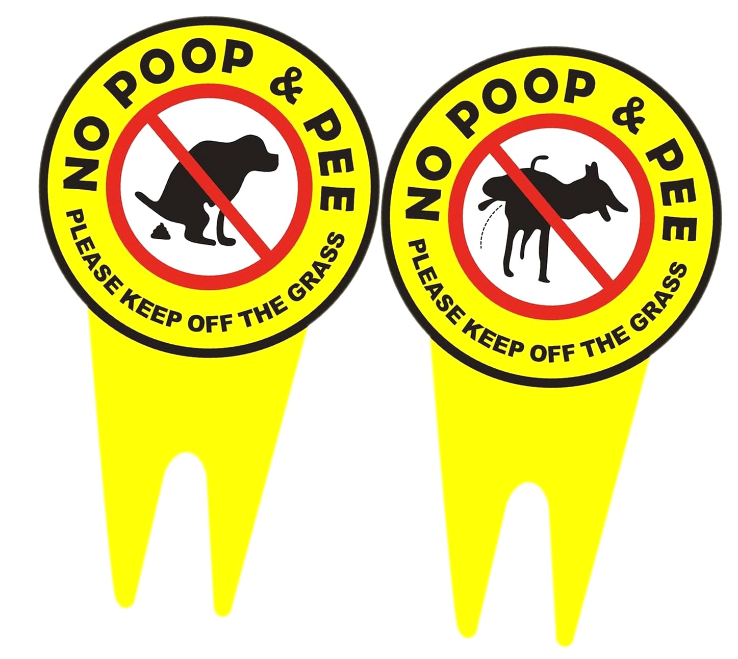 Highcool 2 PC No Pooping Signs with Stake for Yard 13.8